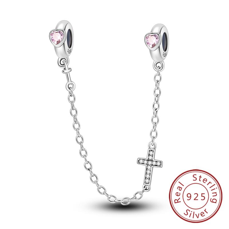 New Original Safety Chain Clasp Clip Charm Bead Copper Heart Bow Star Moon Fit Bracelet Diy Woman Girl Jewelry Gift