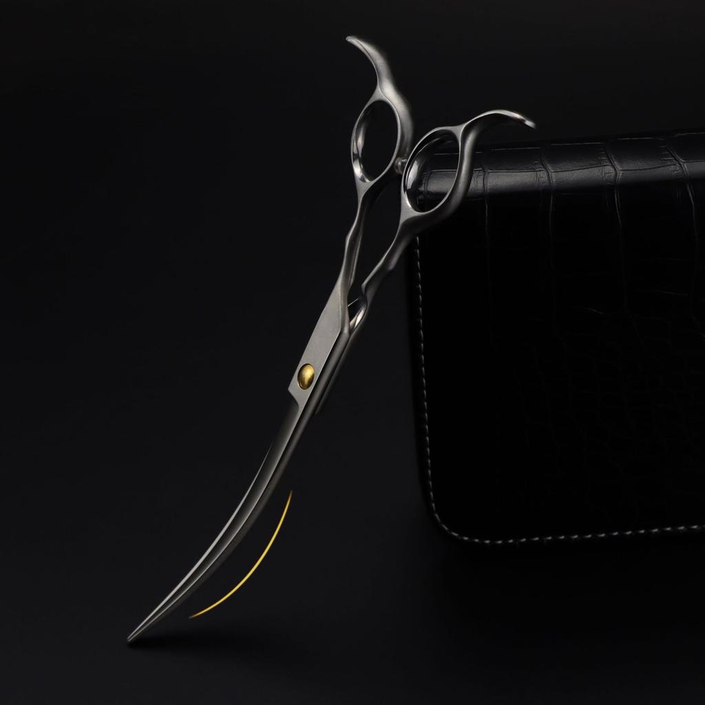 High-End Double-Tailed Bend, Matte 7.0-Inch Bend Scissors, Pet Scissors, Professional Grade, Up And Down Bends, For Pet Masters