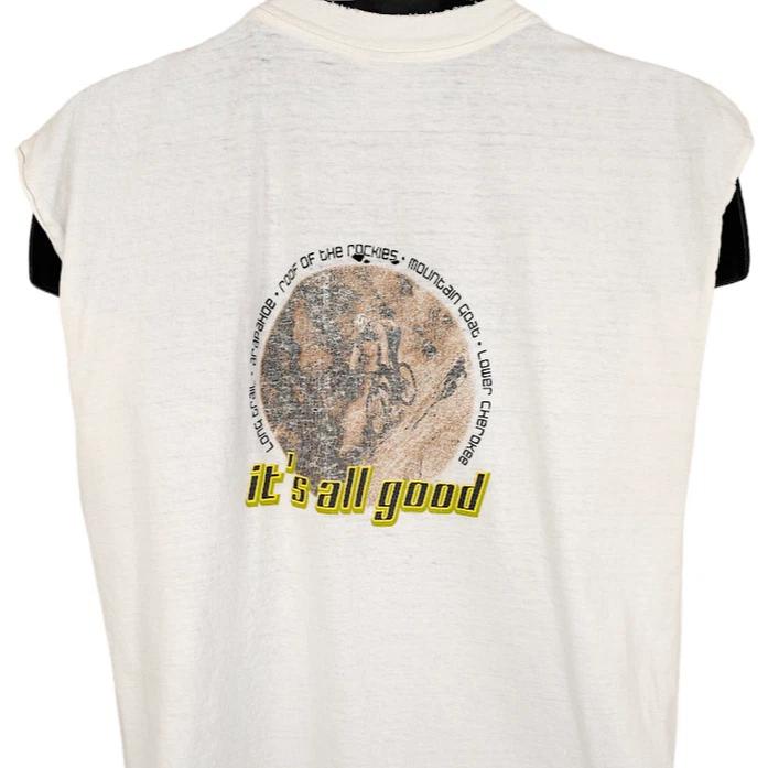 Vintage Mountain Biking 100% Cotton T-shirt Mens Tees Top Mens Size Large White Y2K Winter Park Colorado M