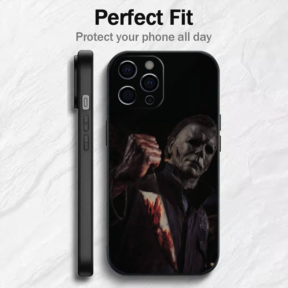Character Terrifying M-Michae Myers  Phone Case For iPhone17,16,15,14,13,12 Plus,Max Soft Silicone Black Cover