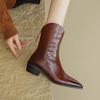 Krazing Pot Cow Split Skin Autumn Winter Shoes Wool Chunky Heels Size 43 Size 42 Pointed Toe Gradient Color Zip Fur Ankle Boots