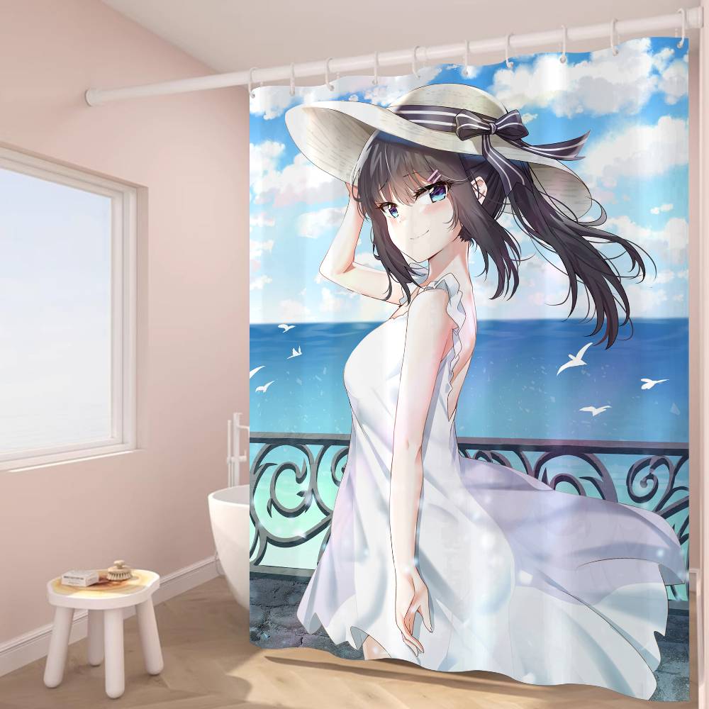 Anime Mai Sakurajima Shower Curtain - Water-Repellent And Leak-Resistant, Mold And Mildew Resistant For