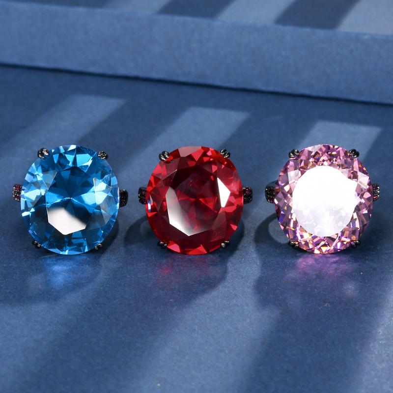 Autumn Jewelry Copper Bottom Gold-Plated Simulation Corundum Black Gold Ring 18 * 20