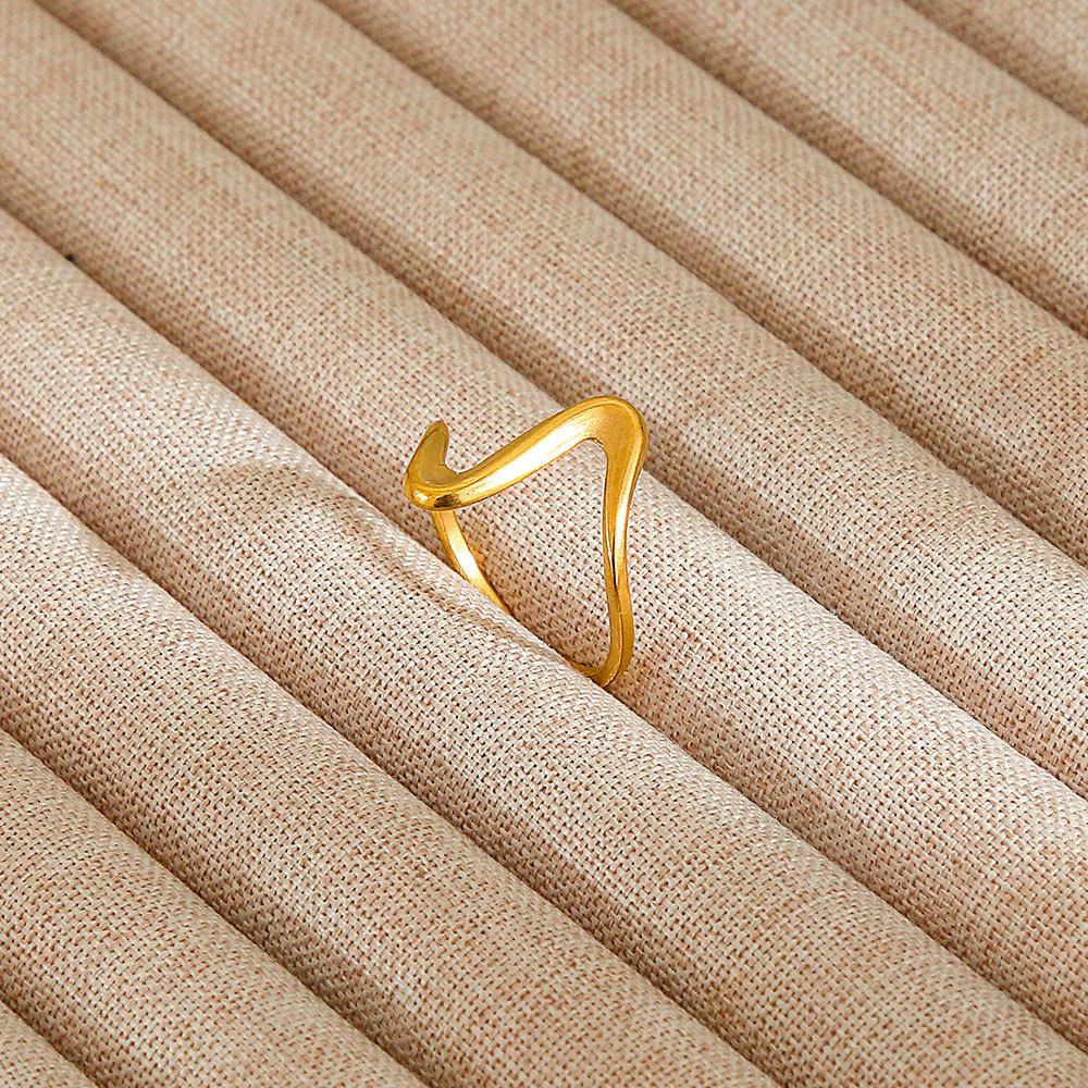 1Pcs Stainless Steel Ring Set with Zirconia, Metal Style Finger Ring, Index Finger Ring