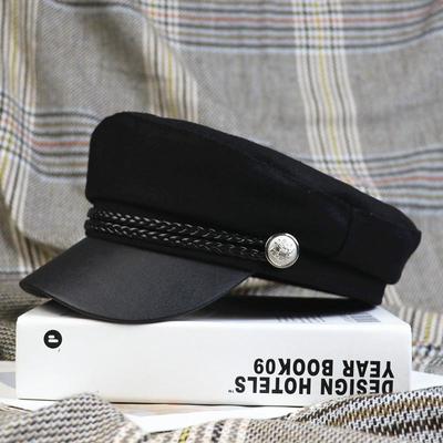 אופנה חורף סתיו כובעי ברט כובעים ברט משושה עם חלק עליון דמוי ענן רפוי כובע ניוזבוי משולב צמר כובע מצחייה נשים קישוט חיצוני