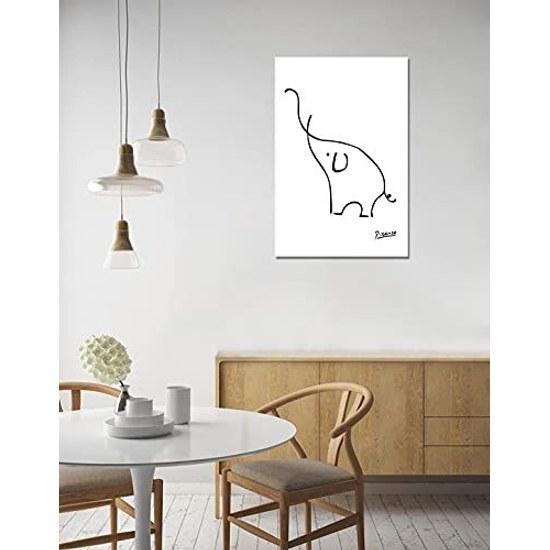 Art Panel Picasso Poster Painting Elephant Interior Modern Entrance Wall Decorative Item Stylish Bedroom Decoration Finished Product Wooden Frame