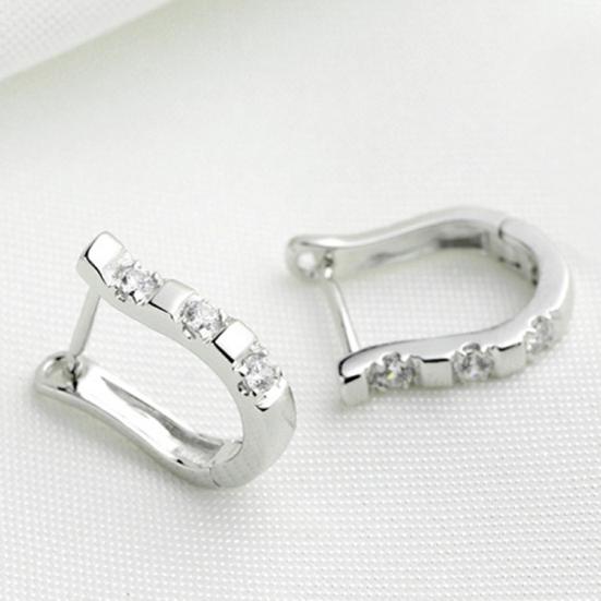 1 Pair Earrings Studs Luxury White Silver Plated Harp White Gemstones Hoop Earrings for Daily Life