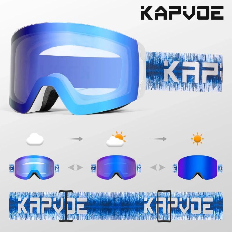 Gafas de Esquí Adaptables Luz Roja Azul para Hombres y Mujeres Gafas de Esquí Activas Antivaho Gafas de Esquí Magnéticas Protección UV Protección 400 Gafas de Nieve