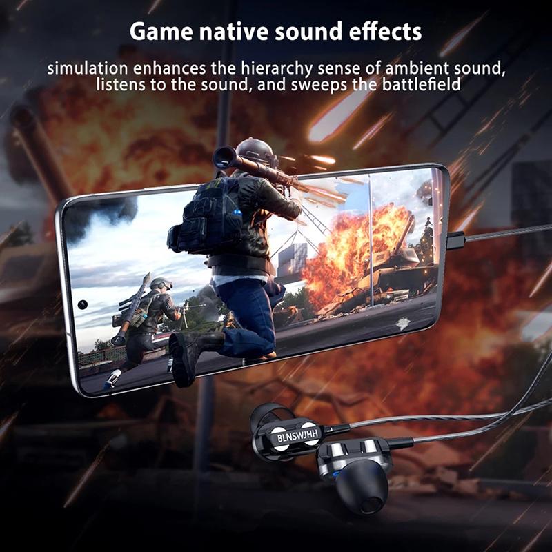 Dual Drive 6D Stereo Wired Earphone Headset Earbuds Bass 3.5Mm Gaming With Mic