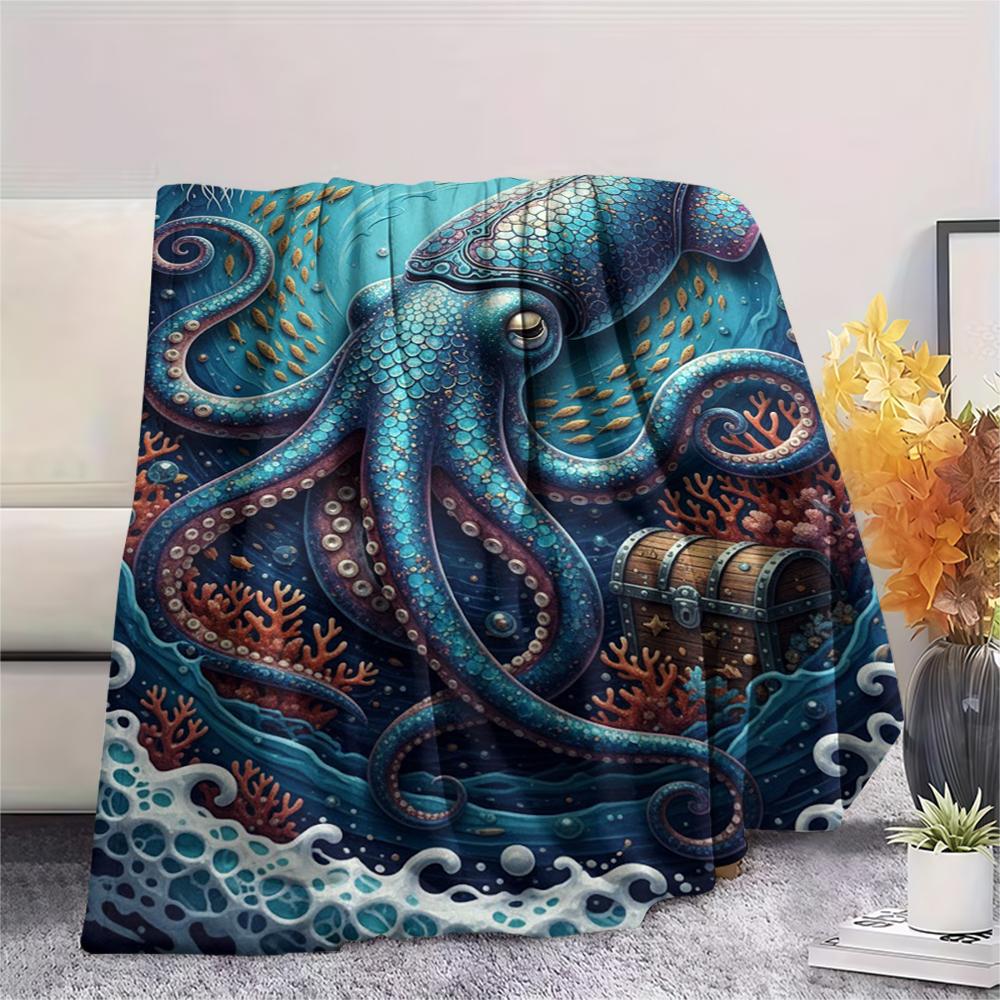 Marine Life Print Flannel Blanket,High Quality Comfortable for All Seasons,Home Decor,Warmth and Comfort,Perfect for Christmas Gifts