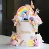 48 PCS Unicorn Cake Topper Unicorn Rainbow Cake Decorations with Butterflies Balls Happy Birthday Cake Decorations for Party
