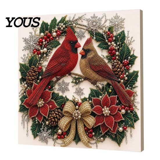 Creative Christmas Gifts for Adults Faux Pearl Art Kit, 20x20cm Xmas Painting DIY Wall Decor Making Kit Sparkling 3D Diamond Craft Adults, Festive
