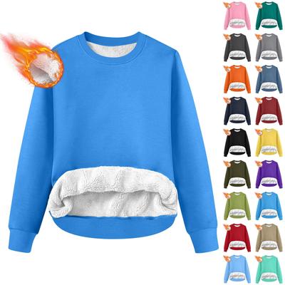 Sudadera de felpa de invierno para mujer, informal, de moda, con cuello redondo
