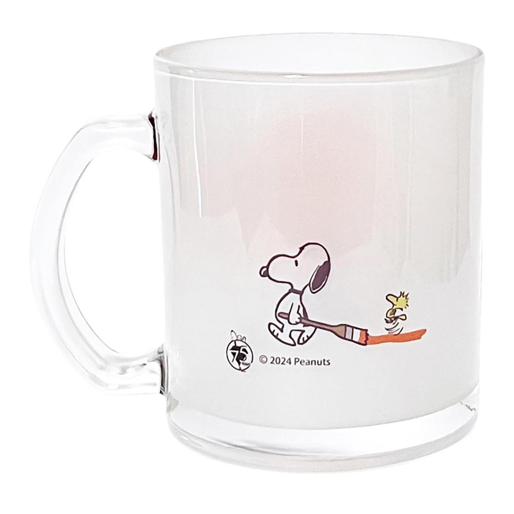 Peanuts" 75th Anniversary Snoopy Mug, Glass, Approx. 320ml, Character Merchandise, Tableware, Anniversary Tableware, Painted, Made In Japan, 626108