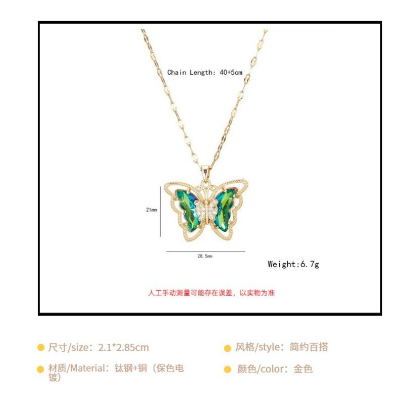 Women S Gold Plated Color Changing Butterfly Pendant Necklace Fashion Clavicle Chain