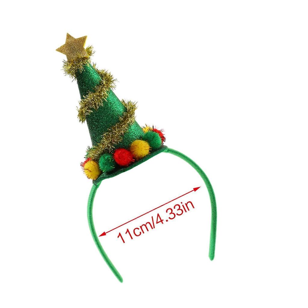 Christmas Hat Furry Christmas Tree Hair Hoop with Glitter Headbands Cute Headpiece for Halloween Party Decoration  Green