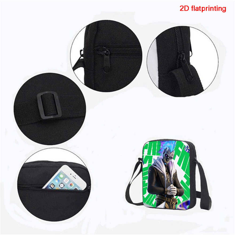 Cute Fortnite Cartoon Shoulder Crossbody Bag, Unisex Kids Aged 6-14 Portable Printed Small Bag for Daily School Travel Use