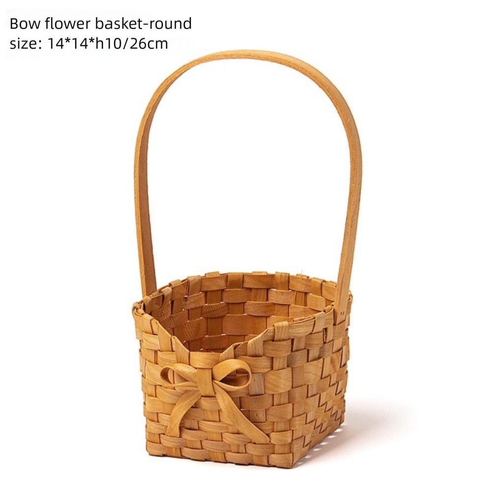 Willow Rattan Bride Flower Basket Hand-Woven Flower Arrangement Basket Sundries Organizer  Wedding