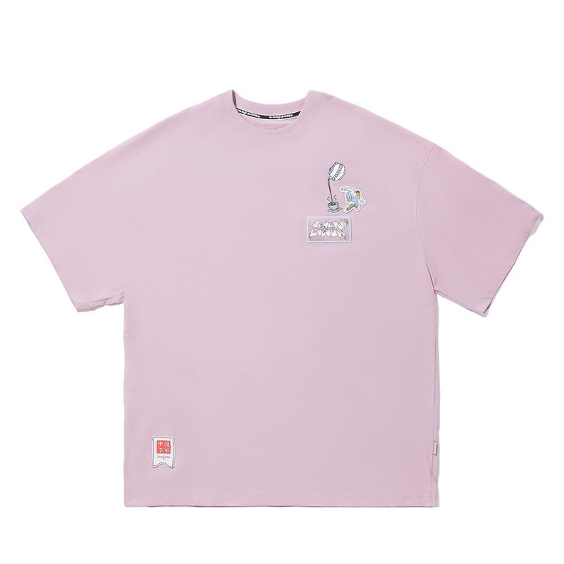 Li Ning X Henry Jones Artist Collaboration Loose Fit Sporty Minimalist Versatile Letter Brand Logo Printed Crew Neck Short Sleeve T-Shirt AHSV419-4