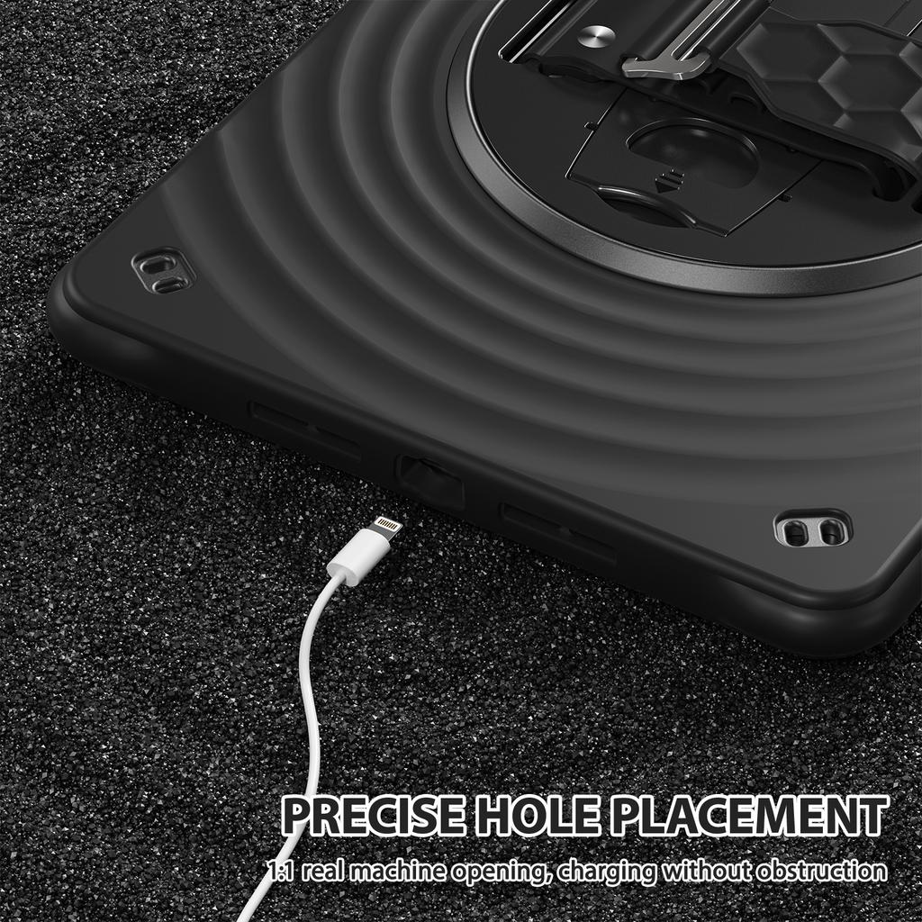 For iPad 10.2 (2021)/(2020)/(2019) Case Hand Strap Kickstand TPU+PC+Silicone Tablet Cover