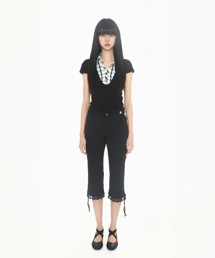 Mileko Layered Collar T Mint Black