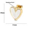 Vintage Woman Sweet Romantic Heart-Shaped Shell Earrings Fashion Simple Stud Earrings Best Party Wedding Anniversary Zircon