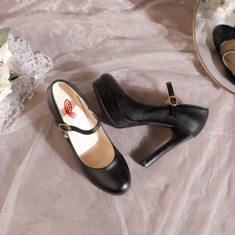 

Fashion Spring and Autumn High Heels Women s Platform Pointed Toe Leather Shoes Stiletto Single Shoes 42 чёрный