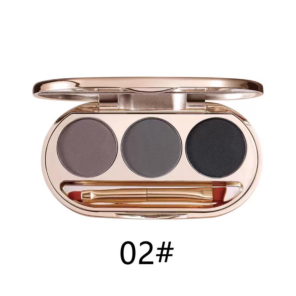 Tri-Color Eyebrow Powder Waterproof Sweatproof Fadeless Long-Lasting Eyebrow Repair Matte Integrated Nature Genuine Goods Official Flagship Store
