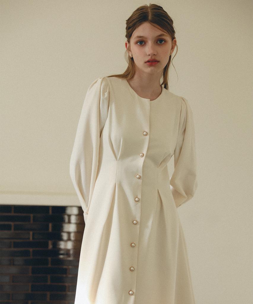 Hypernet Pearl Pintuck Ceremony Dress_Ivory