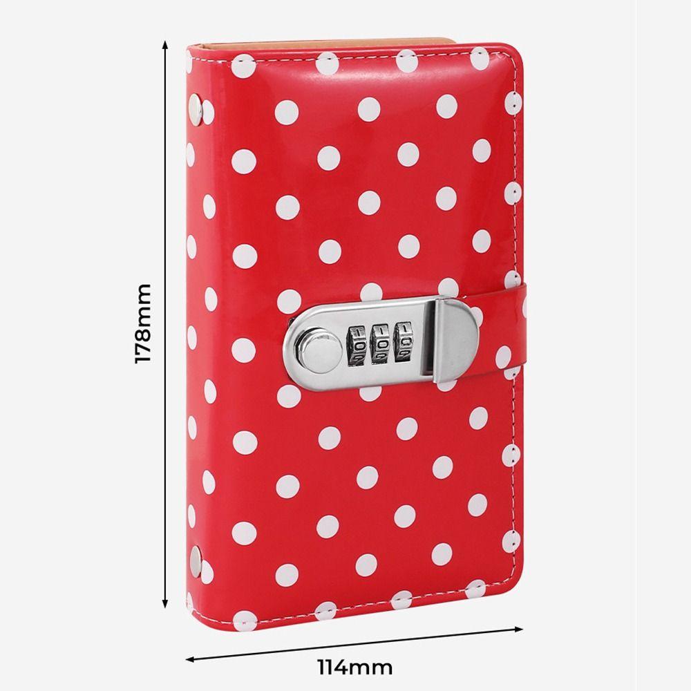 PU Leather Cash Savings Binder 100 Pockets Polka Dot Design Cash Envelope Savings Book with Combination Lock