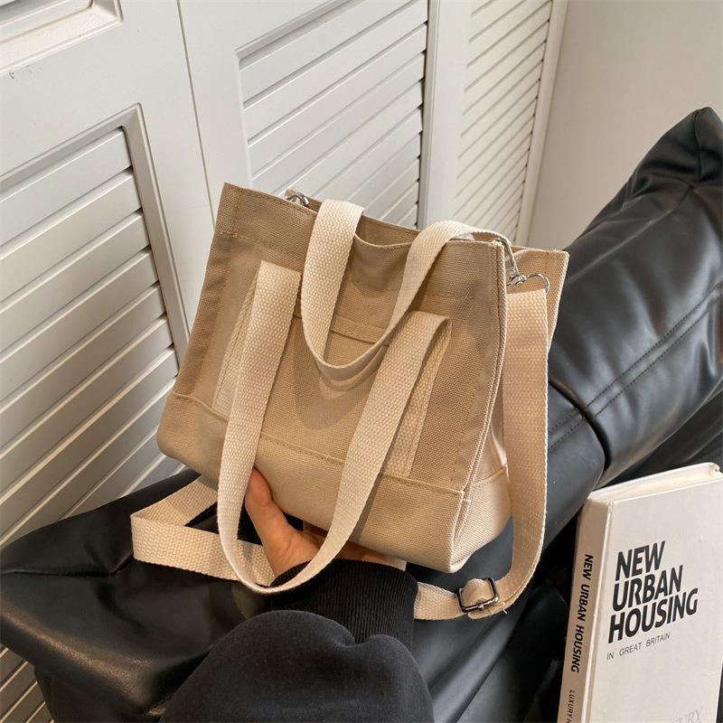 Popular New Canvas Bag Casual Simple Portable Messenger Bag Women's Shopping Shoulder Bag