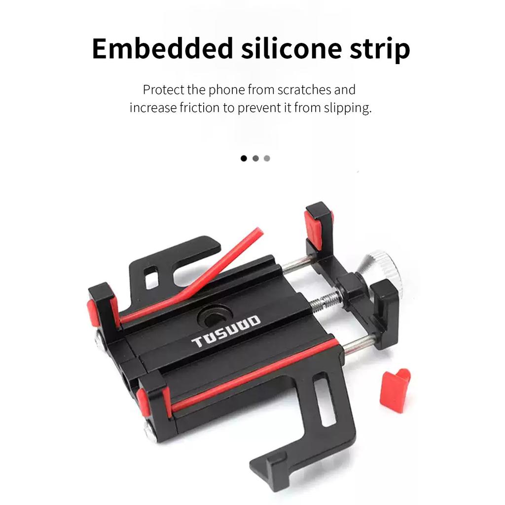TOSUOD Bike Phone Holder Aluminum Alloy Adjustable 360 Rotation Bicycle Motorcycle Phone Mount Five Claws Mechanical Telescopic Cycling Accessories