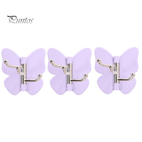 Corner Storage Hooks Rotating Butterfly Adhesive Wall Hooks, 3-Prong No-Drill Swivel Hangers, with Flexible Adjustable Angle Space-Saving Hook,