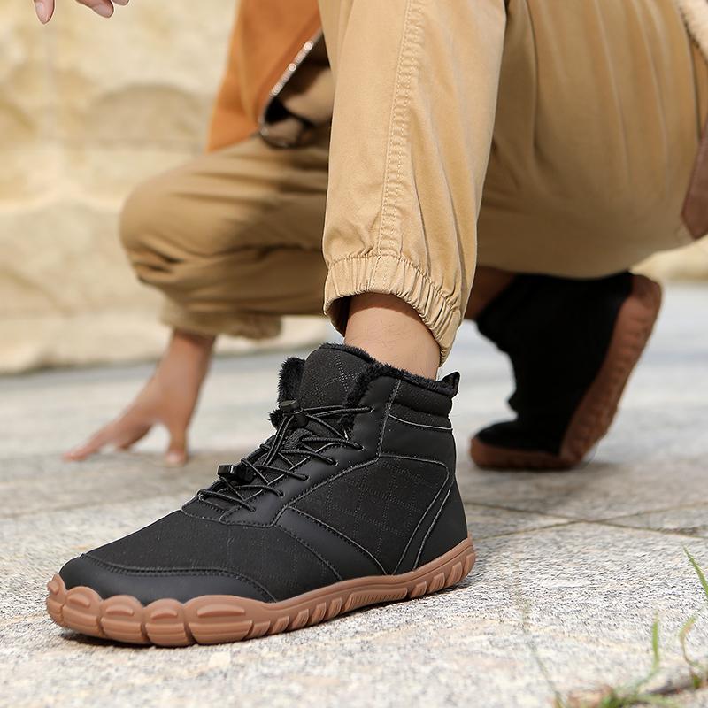 TUINANLE Winter Footwear Barefoot Shoes Womens Hiking Boots Wide Toe Box Walking Shoes Men Plush Boots