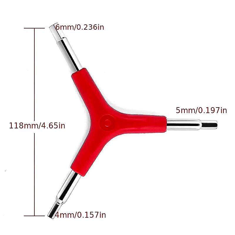 

Универсальный треугольный шестигранный ключ, 3-зубчатый шестигранный ключ, инструмент для обслуживания велосипеда, шестигранный гаечный ключ красный