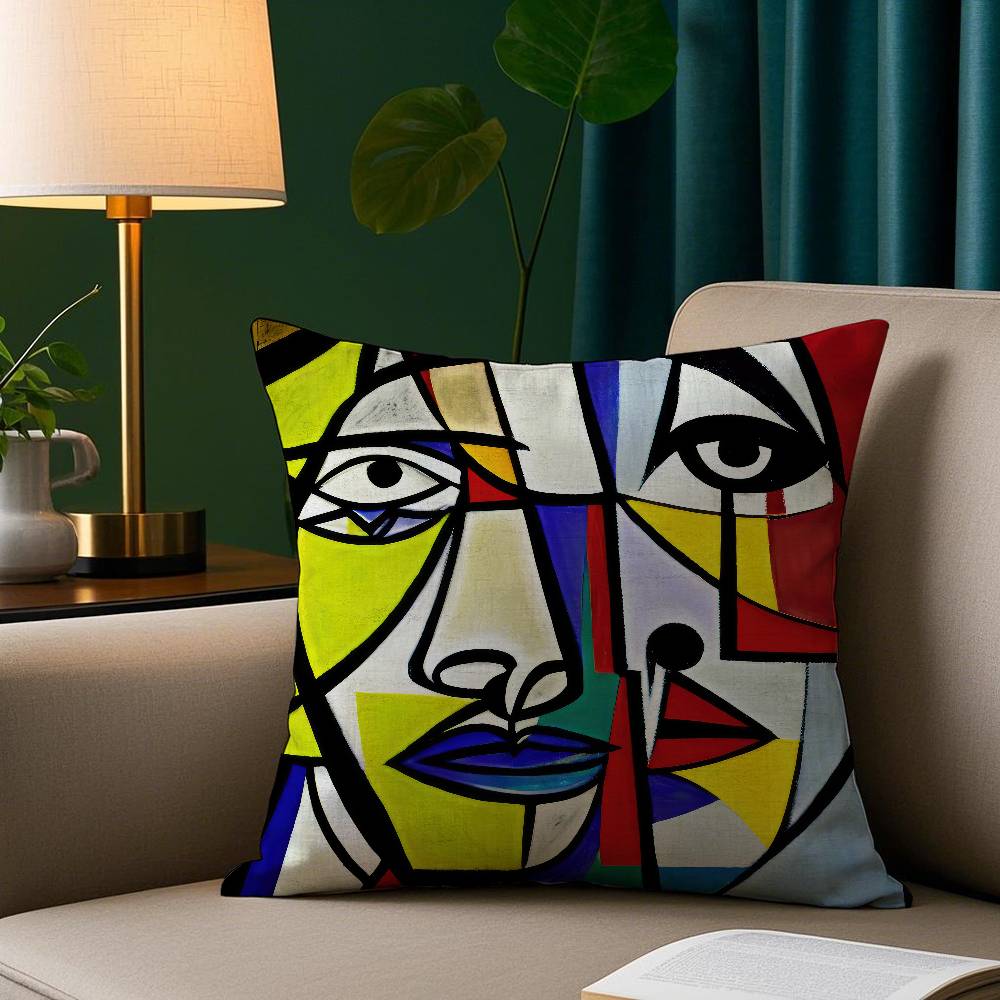 

Modern Abstract Painting Pillow Case Short Plush Print Cushion Cover Square Throw Pillow Covers Sofa Home Decor 12x12Inch
