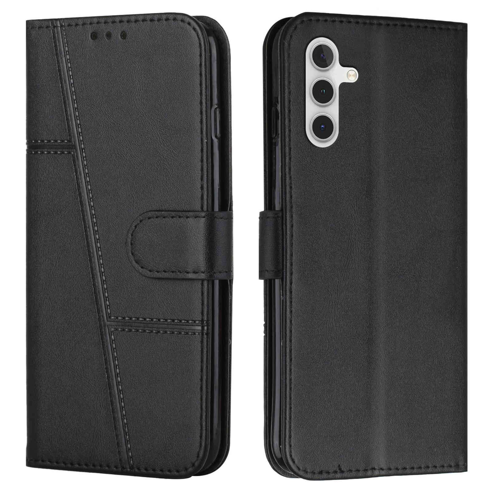 

For Samsung Galaxy S25 FE Leather Phone Case Foldable Stand Wallet Flip Cover with Strap Black