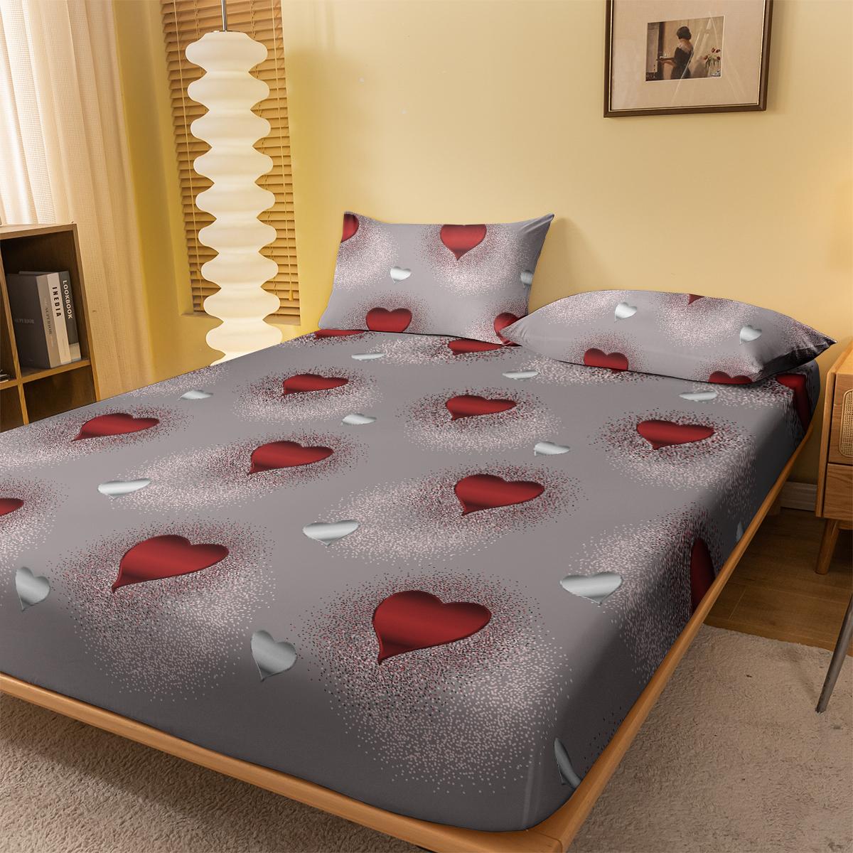 

1 простая современная матовая простыня на резинке с геометрическим рисунком в форме сердца, покрывало для кровати с принтом в спальню, постельное белье (Исключая наволочки) 71x132cm