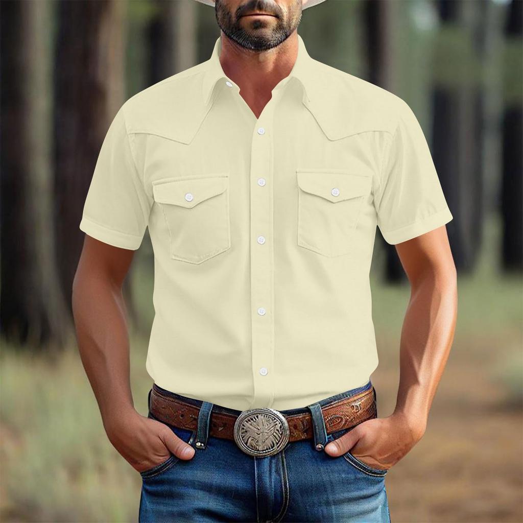 Men's Loose Classic Lapel Multi-pocket Industrial Work Shirt Top