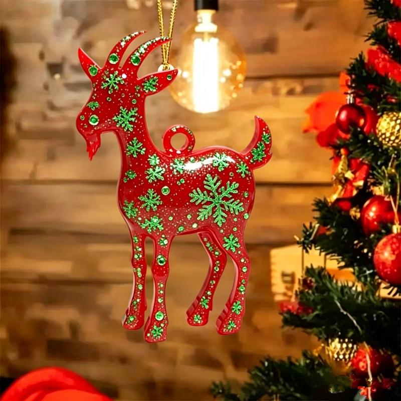 Acrylic Chinese Zodiac Goat Hanging Ornament Auspicious Red Gold Design For Spring Festival New Year Home Decoration