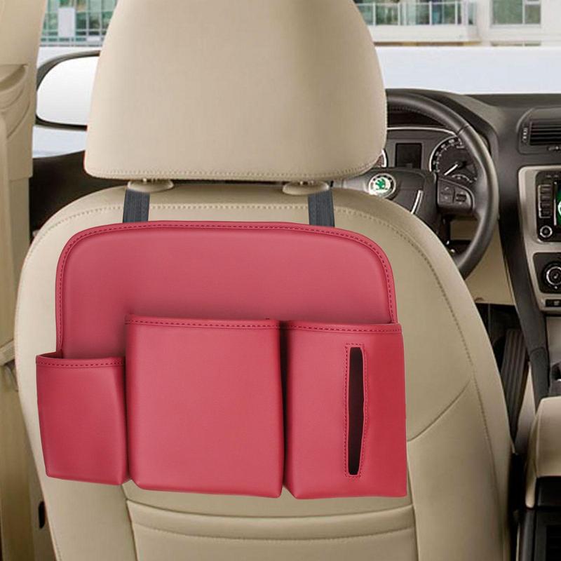 Automotive Seat Back Organizers Backseat PU Leather Car Purse Holder Dog Pet Barrier Multifunctional Pocket Container Handbag