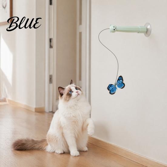 Juguetes Electrónicos Silenciosos para Mascotas Varita Mariposa Eléctrica para Gatos Recargable Juguete de Varita Interactiva Rotación 360 Auto-Juego Automático para Gatos con 2