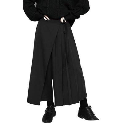 KOXIFLI Hakama Plus Long Flared Black Fashion Pants Pants, Wide-leg Pants, Unisex, Sizes, Skirt, Pants, [Product Code]
