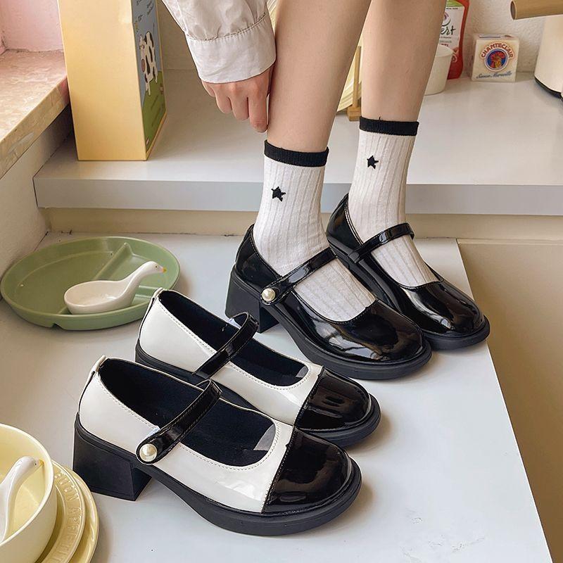 Color matching fashion versatile round head British style single shoes women's French fragrant Mary Jane small leather shoes 2025 spring and autumn n