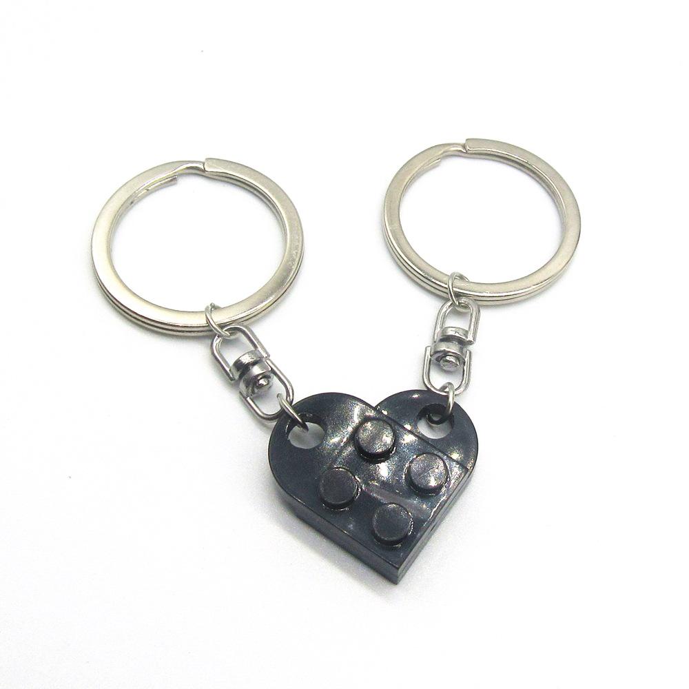 LEGO Heart Puzzle Keychain: European & American Style Building Block for Couples