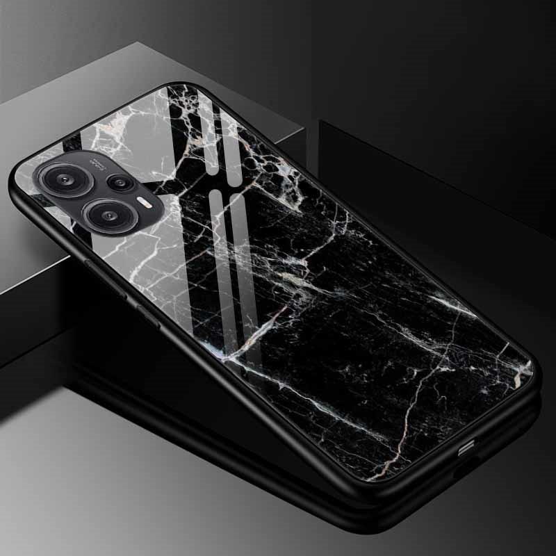 Tempered Glass Phone Case For Xiaomi Poco F5 5G F5Pro Cover Poco F5 Pro Redmi Note 12S 12C 12 4G Luxury Hard Back Bumper PocoF5