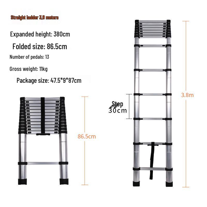 Lightweight Telescopic Aluminum Step Ladder - Foldable & Liftable for Indoor/Outdoor Use