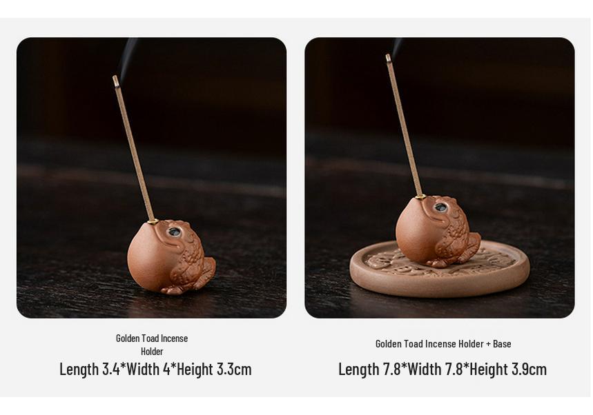 Purple Clay Golden Toad Incense Burner: Zen Desktop Aromatherapy Holder for Home
