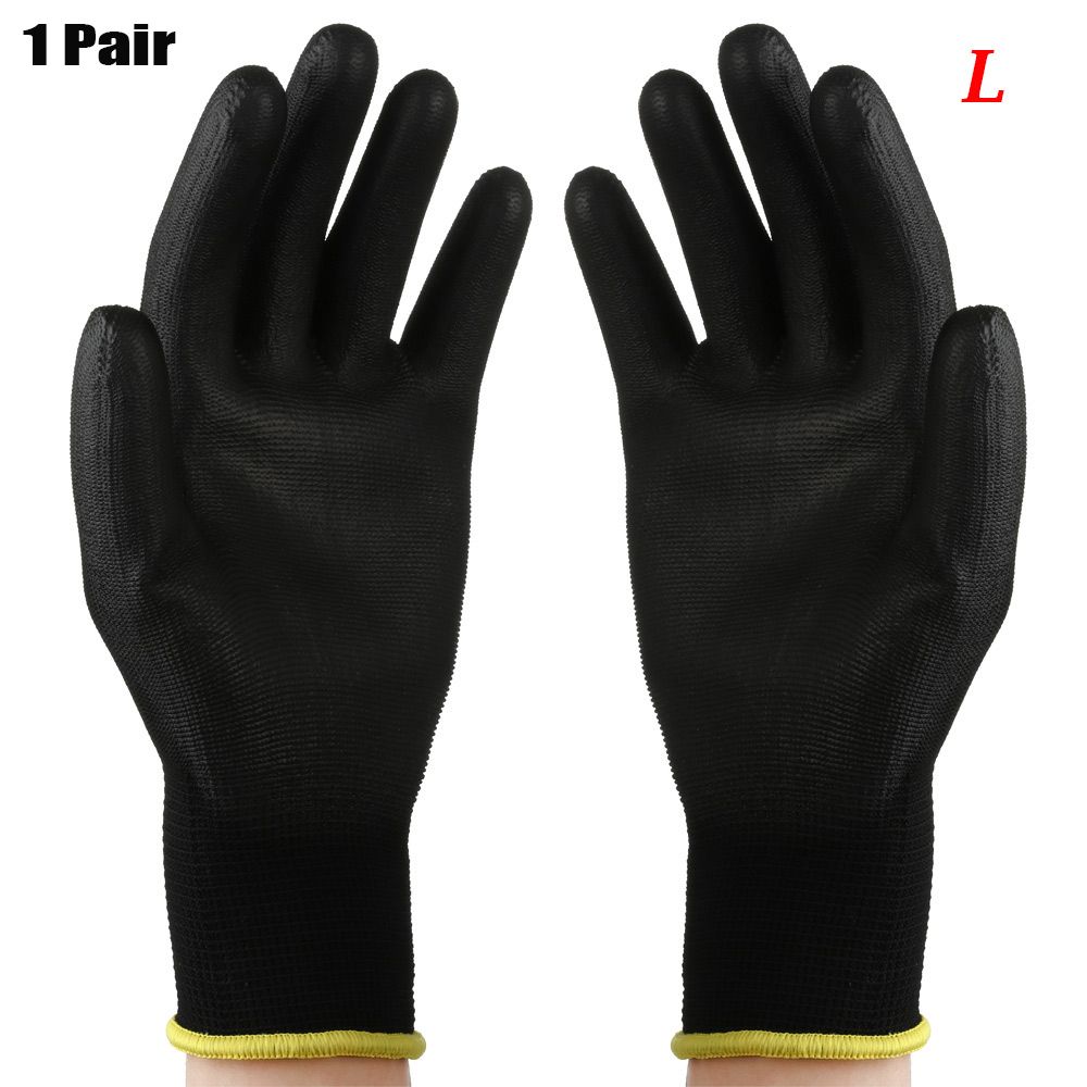 1/6 Pairs Non-slip PU Black Coated Labor Protection Work Gloves Polyurethane