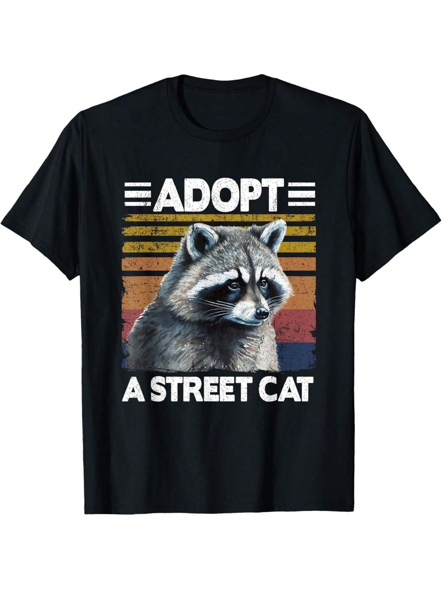Adopt A Street Cat Watercolor Raccoon T-Shirt S разноцветный
